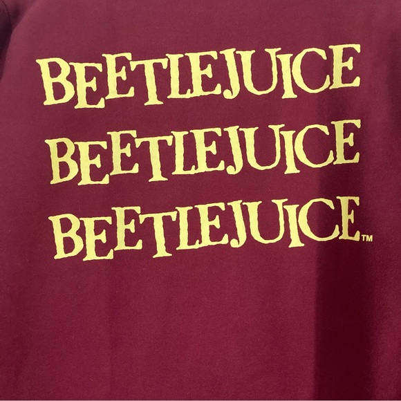 Cakeworthy x Beetlejuice Crewneck Burgundy Pullover Graphic Sweatshirt - Picture 6 of 10